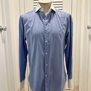 BRUNELO CUCINELLI dark blue dress shirt M